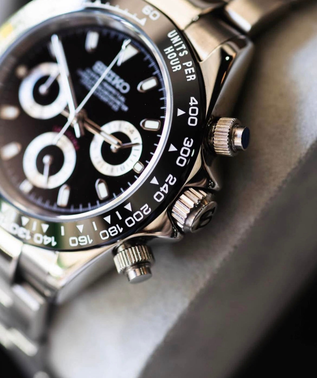 Seiko Daytona Mod ‘Godzilla’ Steel/ Black Dial 40