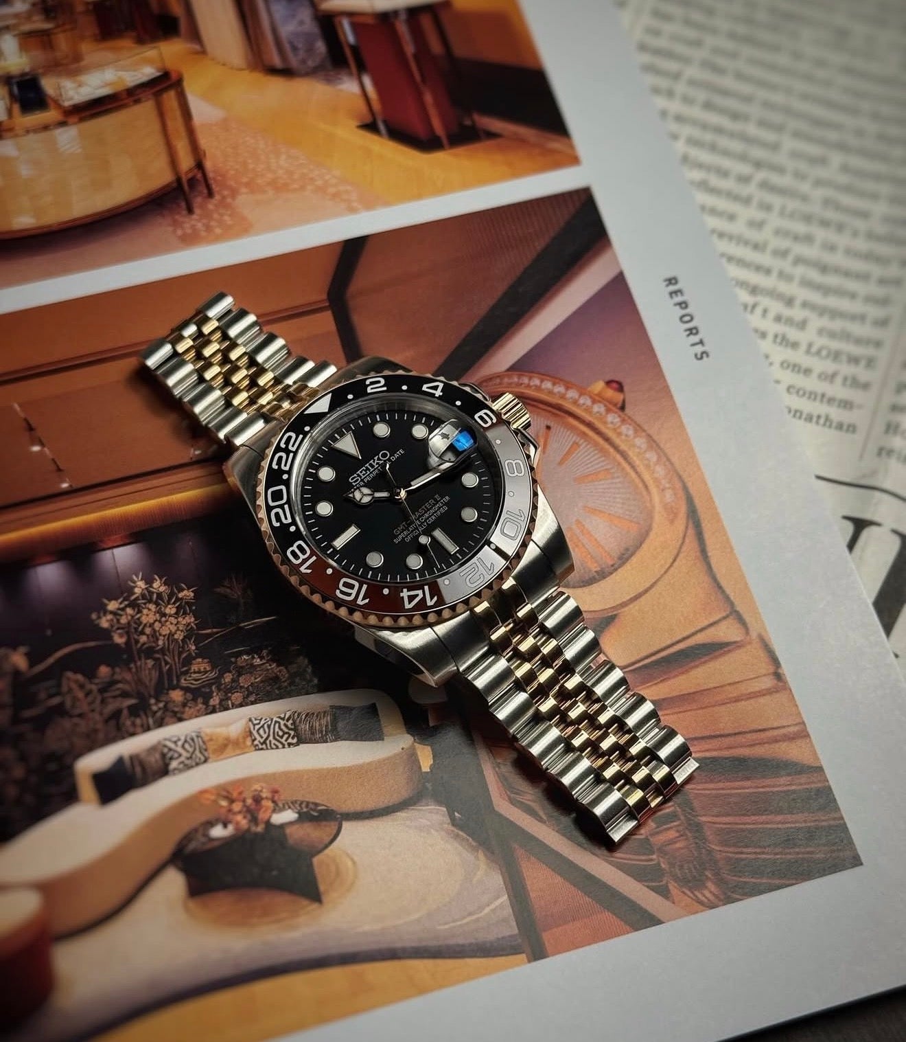 Seiko GMT-Master II Mod Rose Gold Two- Tone ‘Coke’ 40