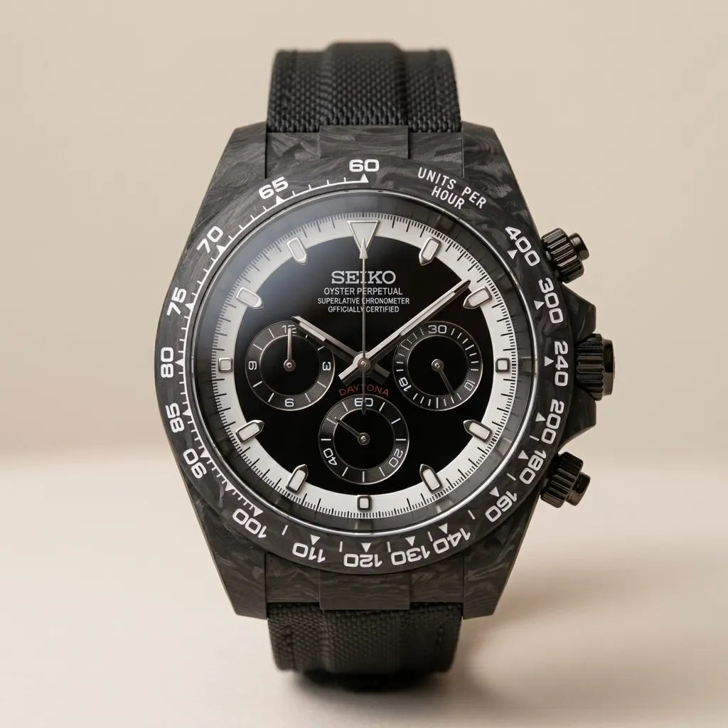 Seiko Daytona Mod Carbon Fibre ‘Black Dial’ 40