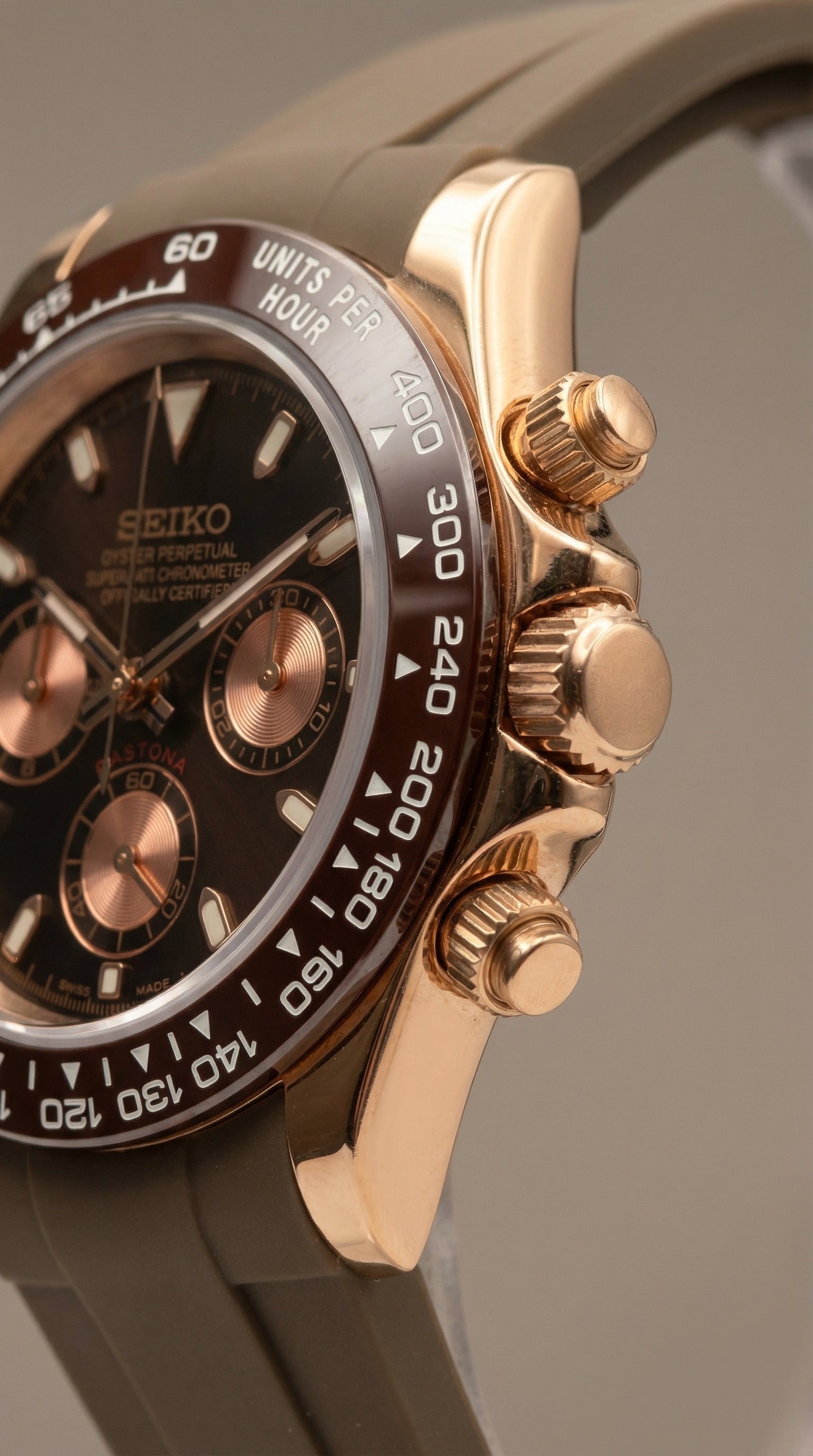 Seiko Daytona Caramel Mocha Homage – Oysterflex Strap, VK63, 40mm