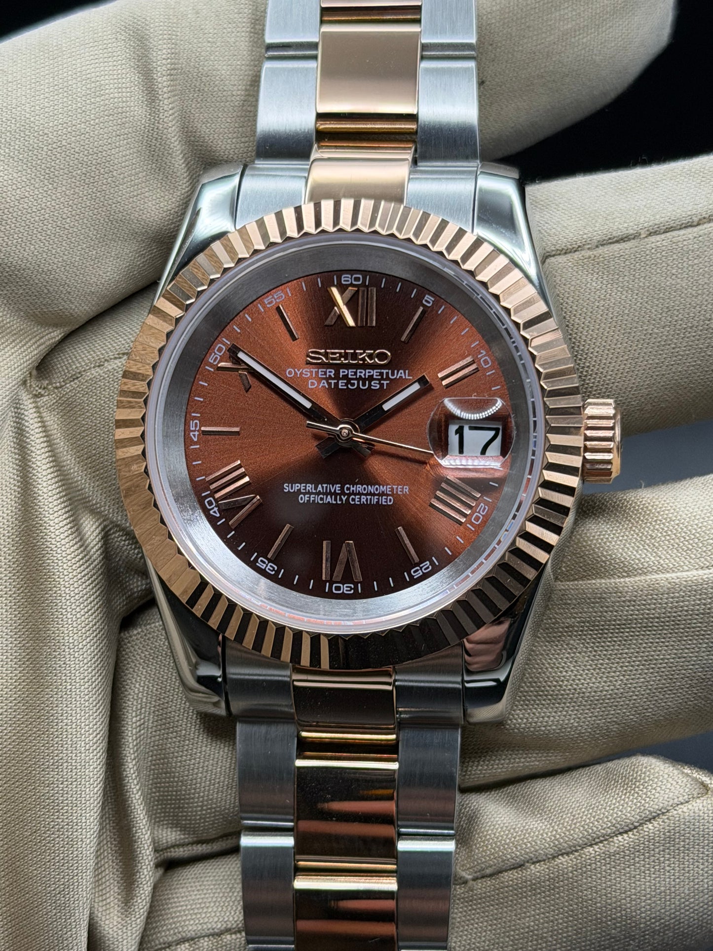 Seiko Date-just Mod ‘Roman Chocolate Dial’ 36/39