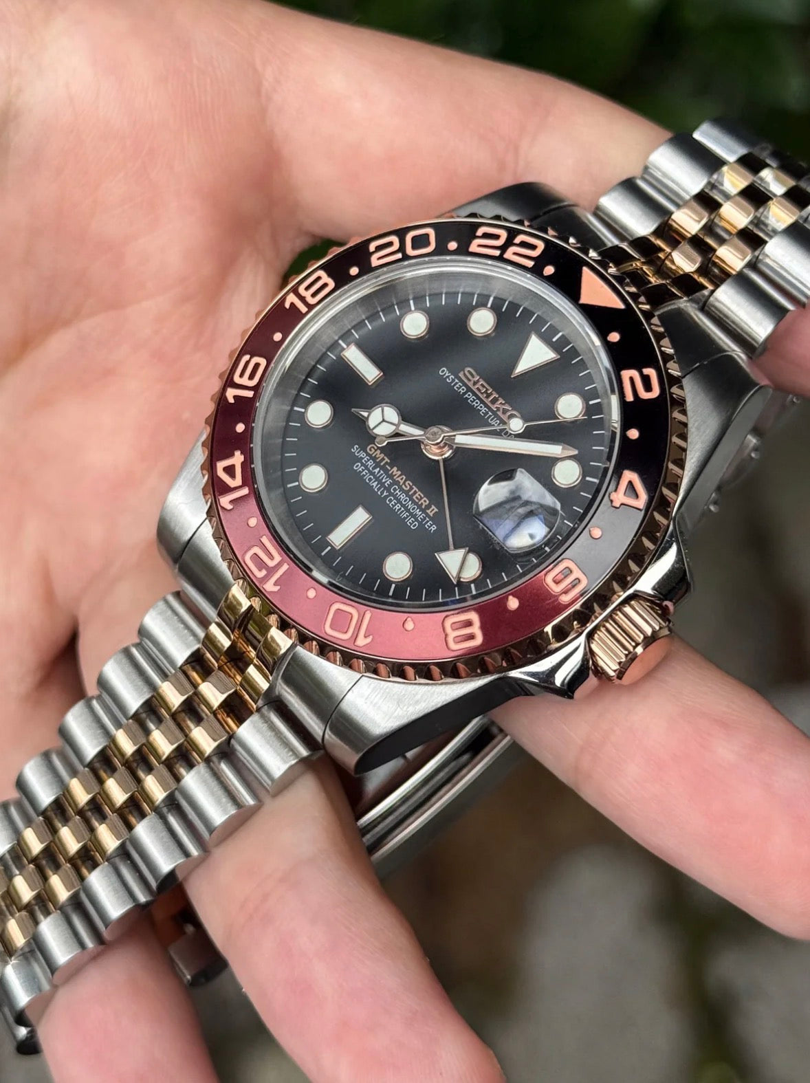 Seiko GMT-Master II Mod Rose Gold Two- Tone ‘Coke’ 40