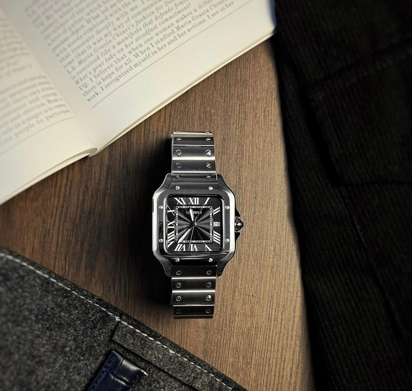 Seiko Santos Mod ‘Black Guilloché Dial w/date’ 39