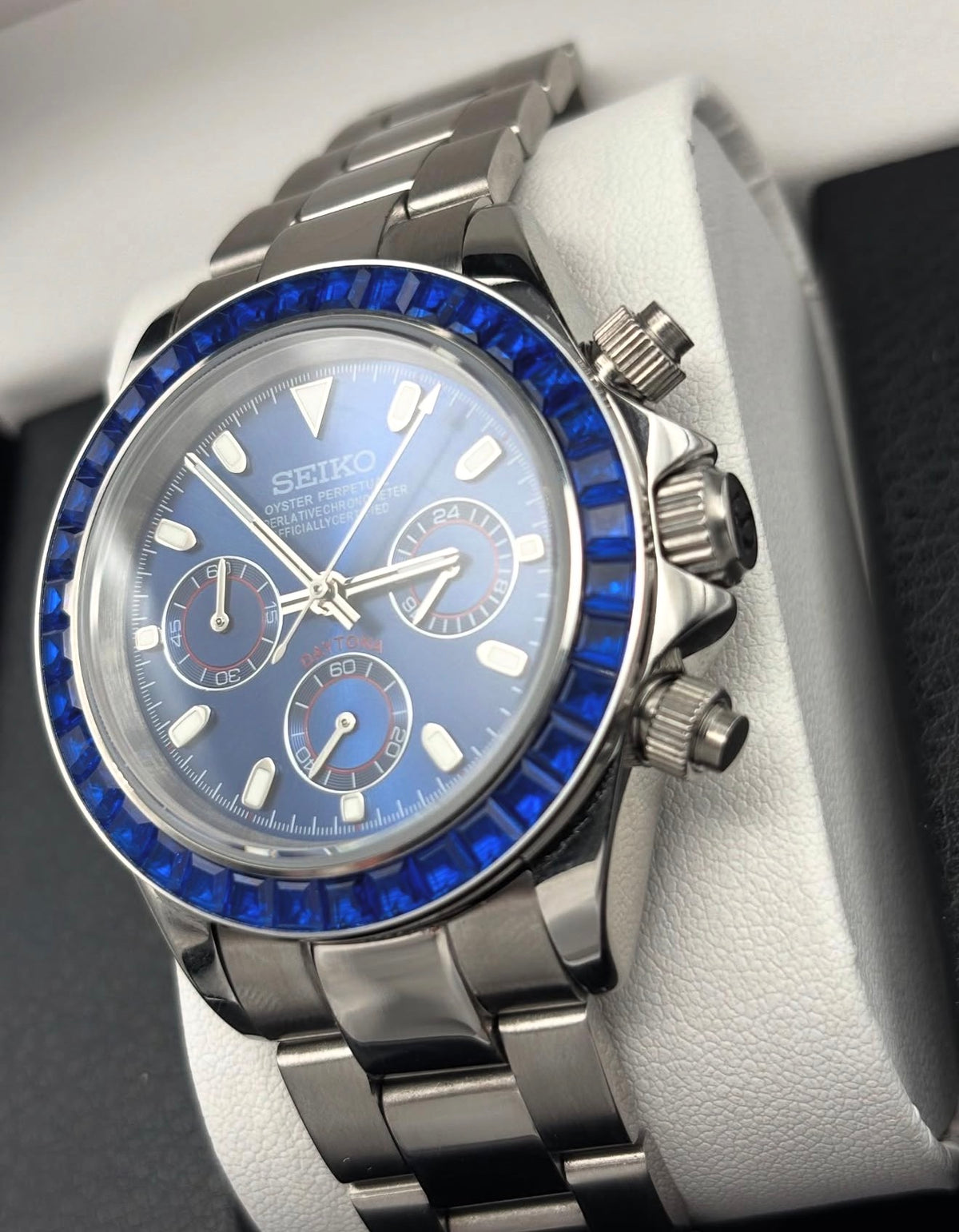 Seiko Daytona Mod ‘Steel Blue Sapphire Bezel’ 40