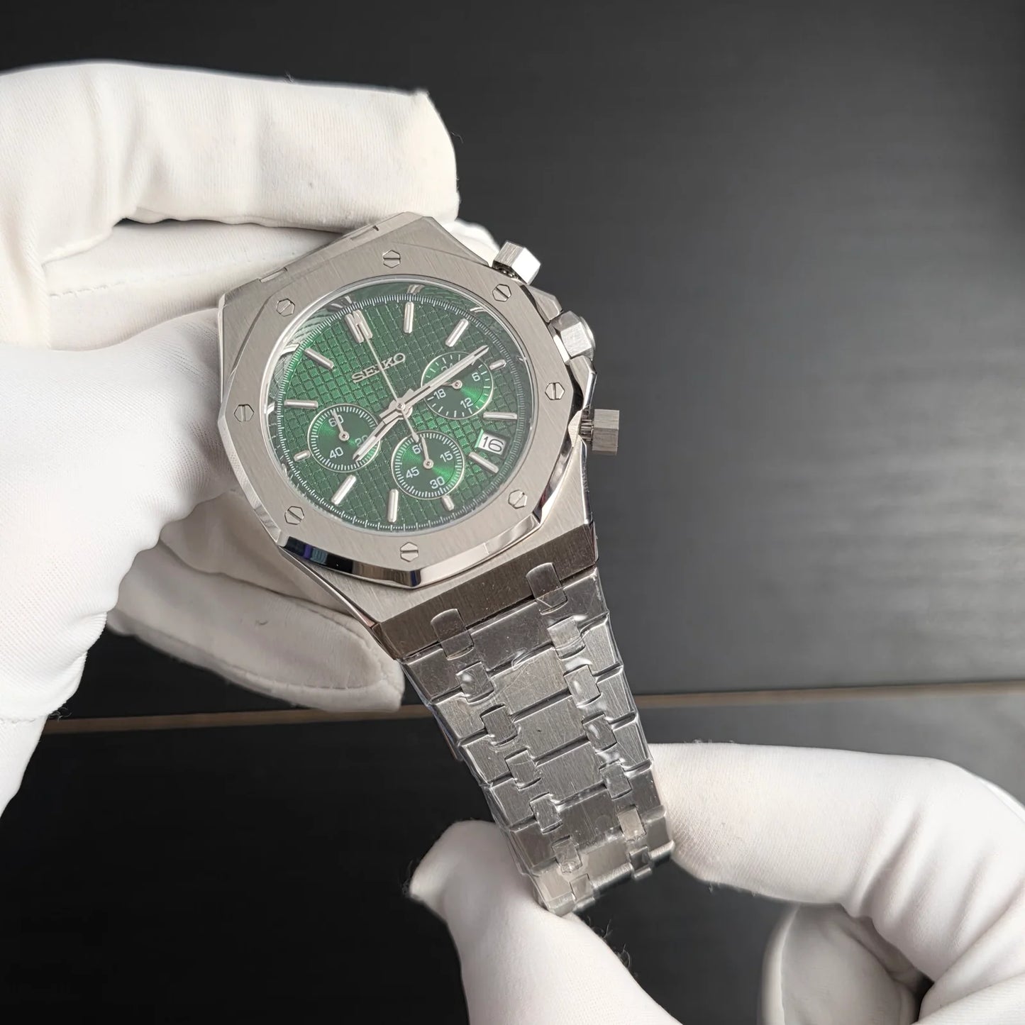 Seiko Royal Oak Mod ‘Chronograph Green Dial’ 42