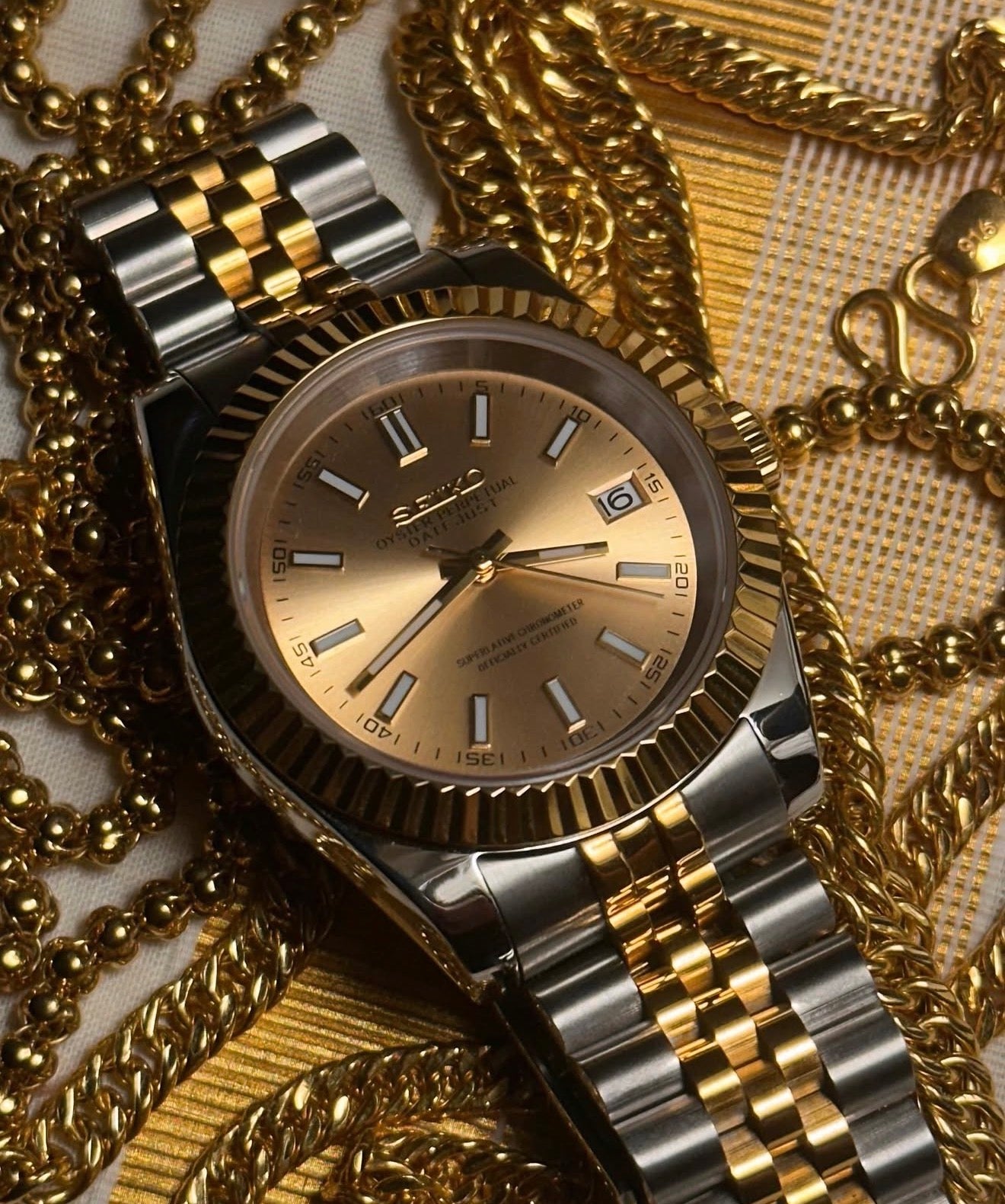 Seiko Date-just Two-Tone ‘Gold stick dial’ 36/39