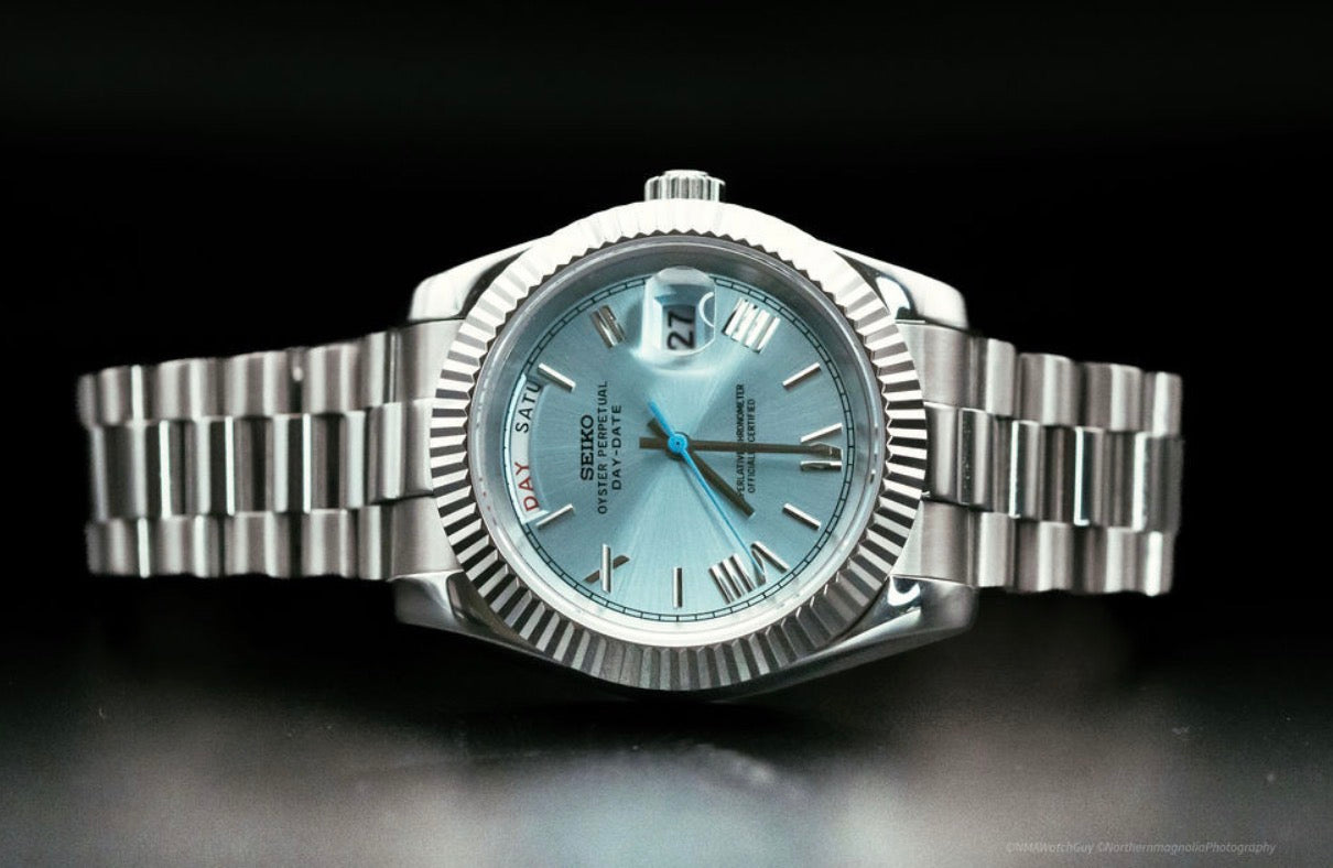 Seiko Day-date Mod ‘Platinum Blue Roman Dial’ 39