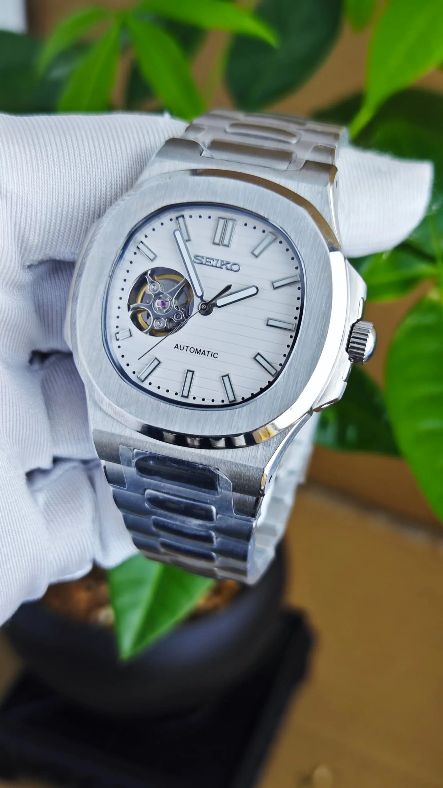 Seiko Nautilus Mod ‘Open-Heart White Dial’ 40mm