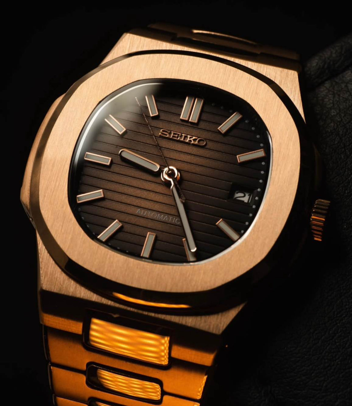 Seiko Nautilus Mod ‘Chocolate Dial Rose Gold’ 40mm