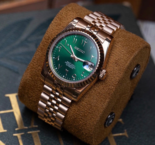 Seiko Date-just Mod Rose Gold ‘Forest Green Arabic Dial’ 36/39