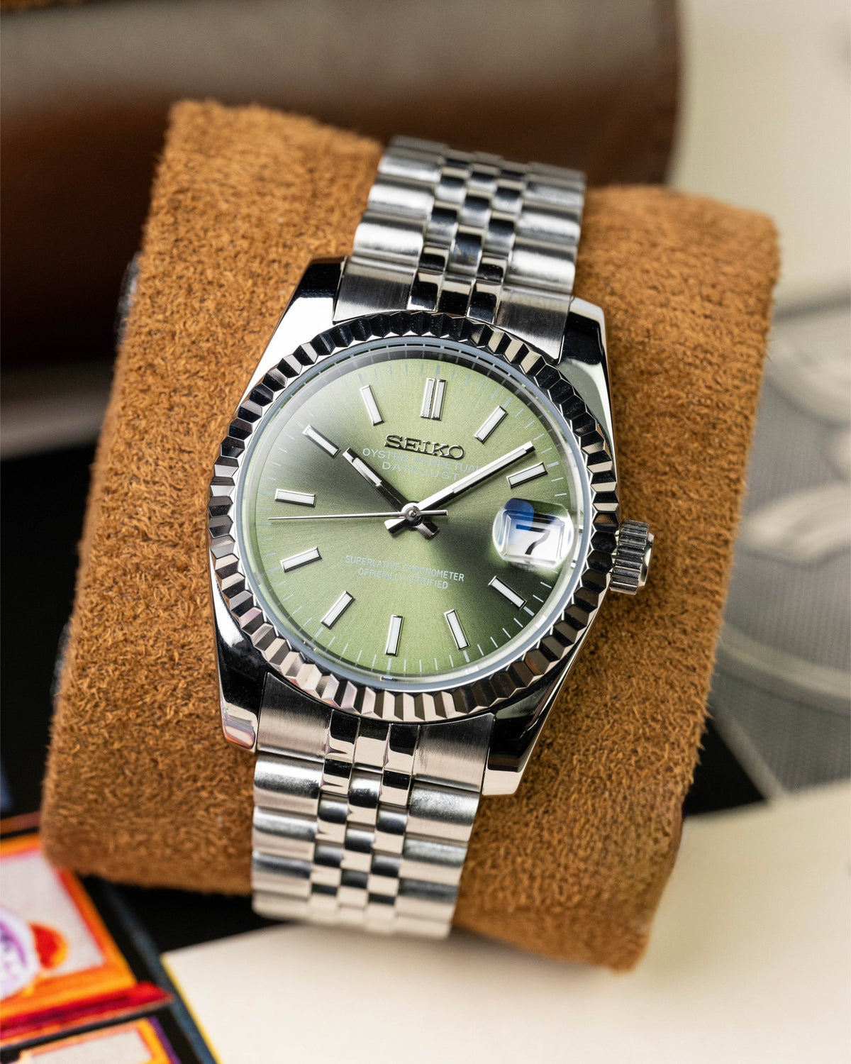 Seiko Date-just Mod ‘Olive Green Dial’ 36/39