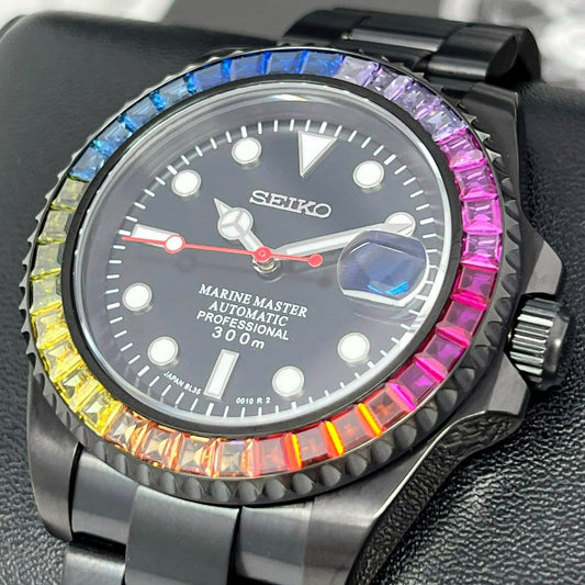 Seiko Marine Master Mod ‘All-Black Rainbow Bezel’