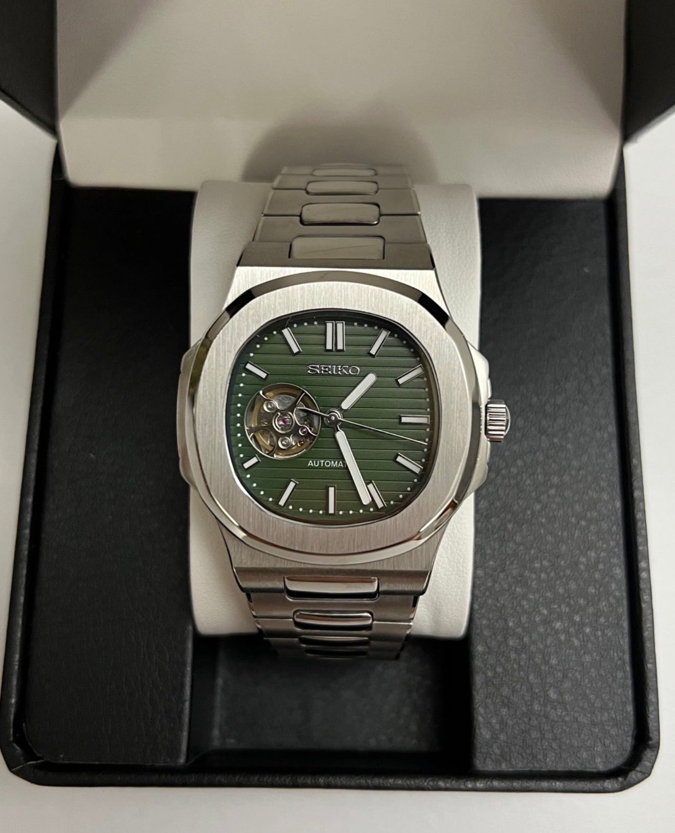 Seiko Nautilus Mod ‘Silver Steel Open Heart’ 40