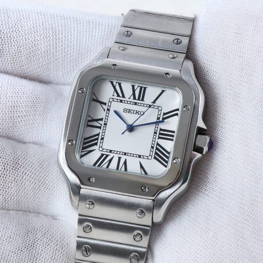 Classic Seiko Santos Silver- White Dial 39