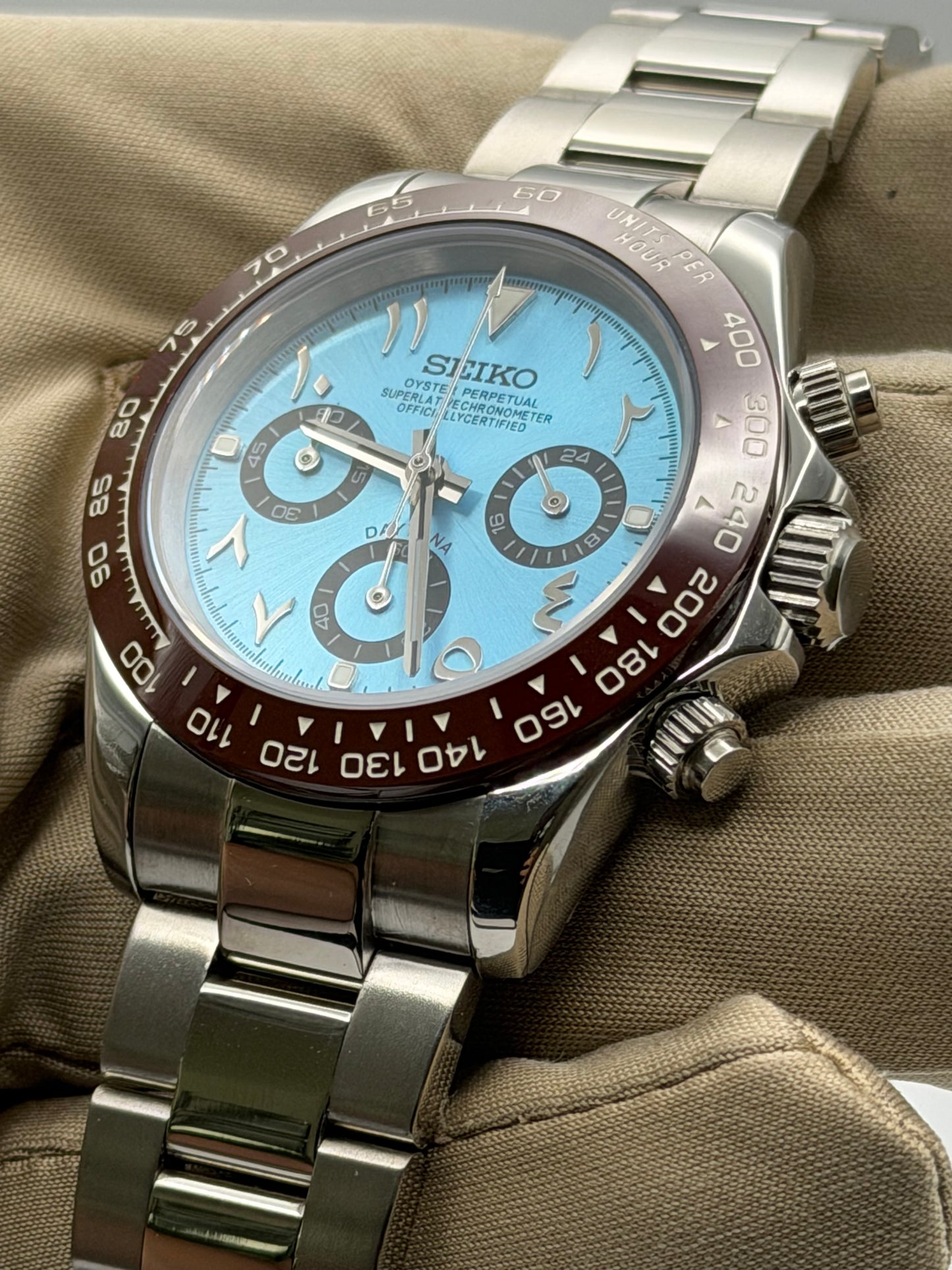 Seiko Mod Daytona ‘Platinum Blue Arabic Dial’ 40