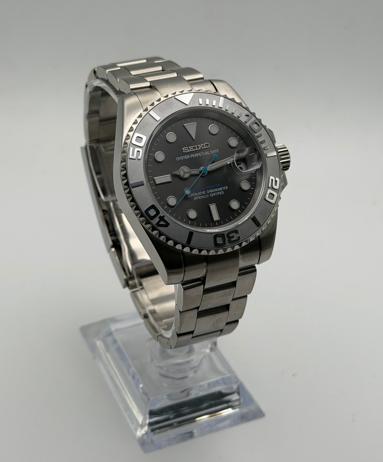 Seiko Yachtmaster Mod ‘Silver Steel/ Rhodium Bezel’ 40