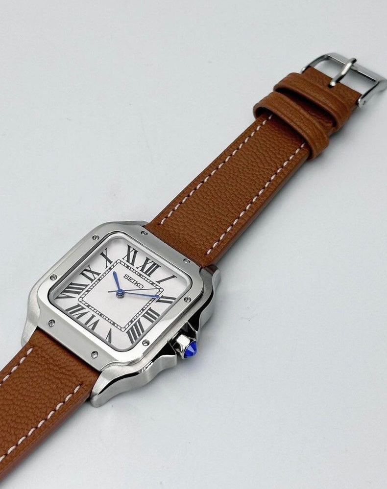 Seiko Santos Mod ‘Steel White Dial/ Leather Strap’ 39