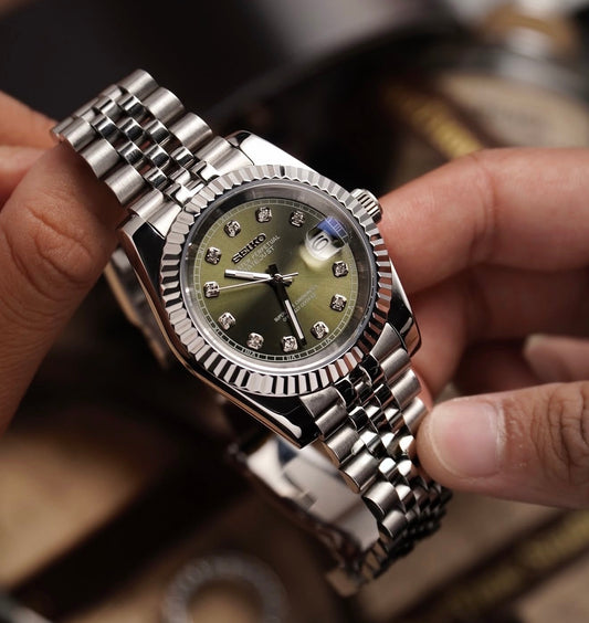 Seiko Date-just Mod ‘Olive Green Diamond Dial’ 36/39