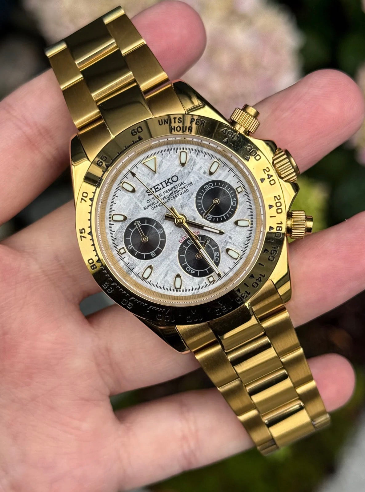 Seiko Daytona Mod ‘Full Gold Meteorite Dial’ 40