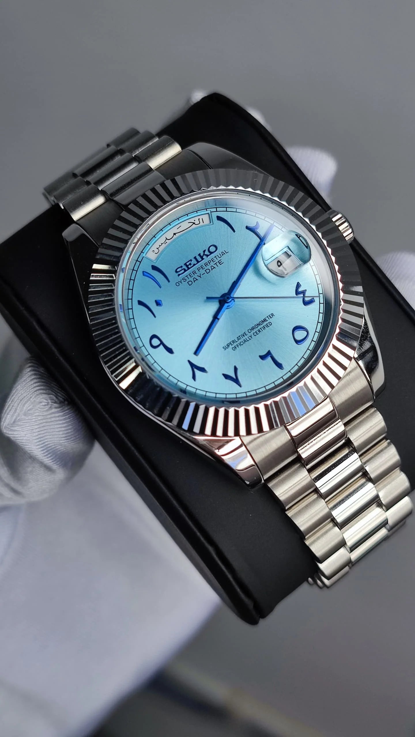 Seiko Day-date Mod ‘Platinum Arabic Dial’ 39