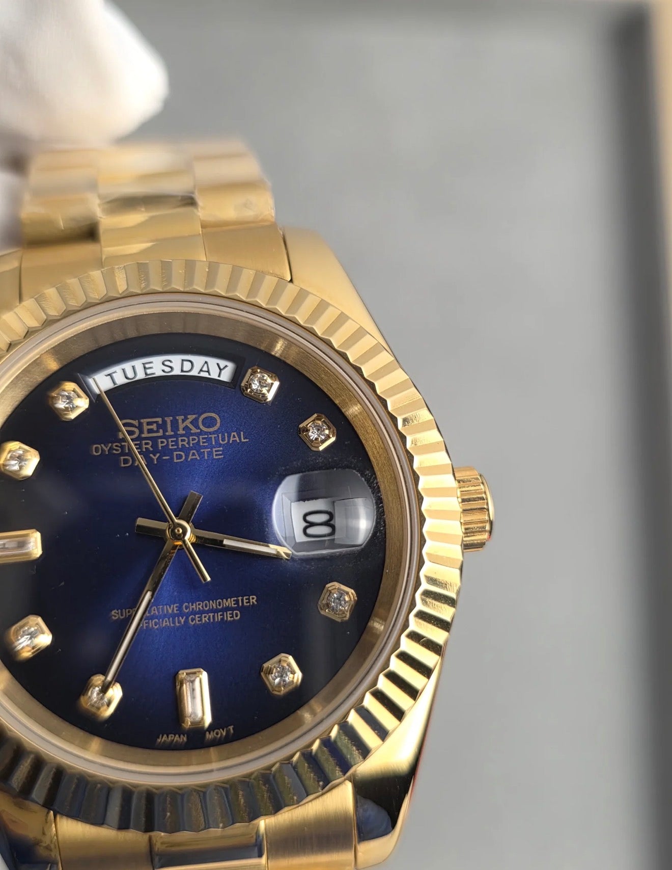Seiko Day-date Mod ‘Gold Diamond Blue Dial’ 39