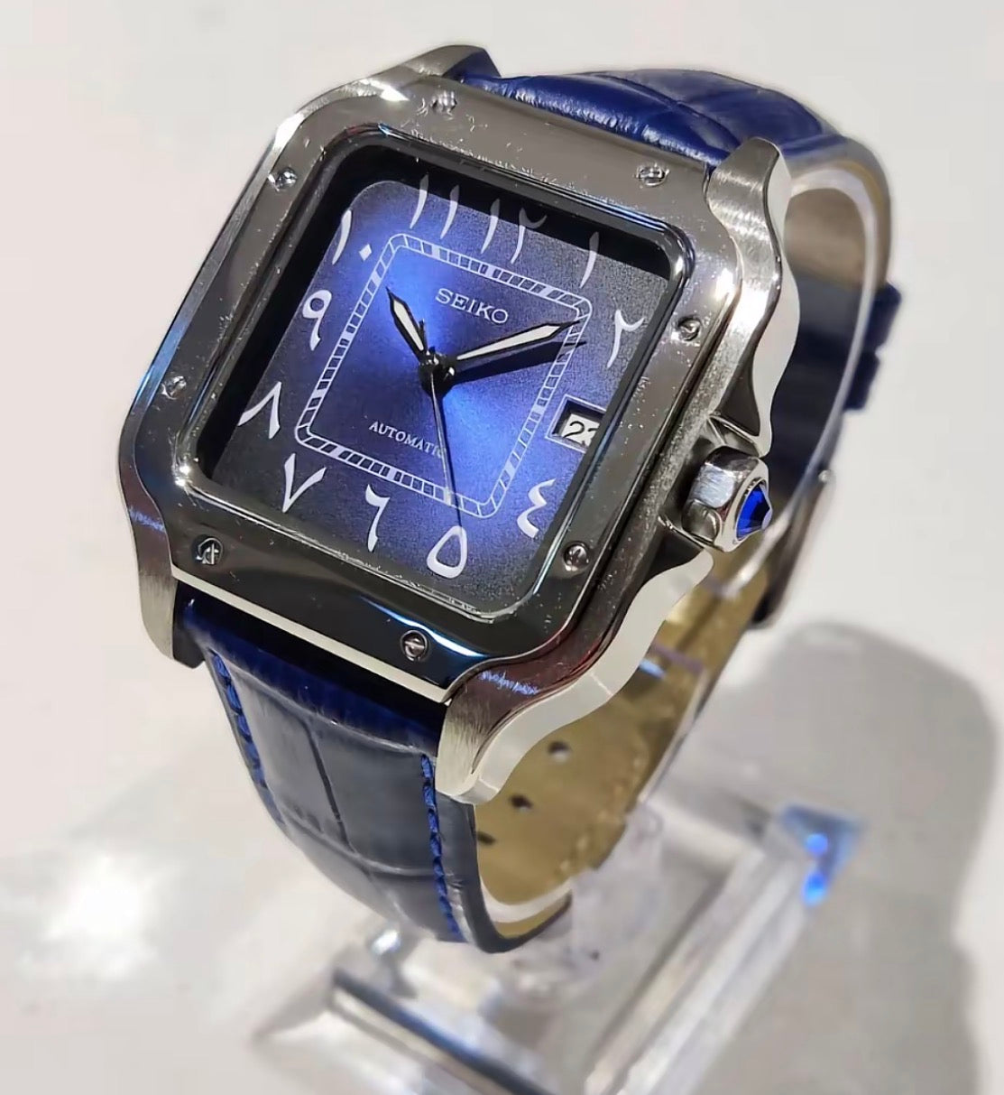 Seiko Santos Mod ‘Blue Arabic Dial Leather Strap’ 39