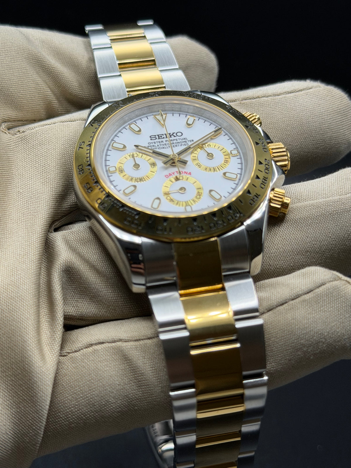 Seiko Daytona Mod ‘Gold Two-Tone White Dial’ 40