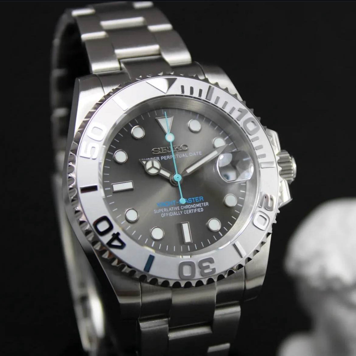 Seiko Yachtmaster Mod Steel/ Rhodium Bezel 40