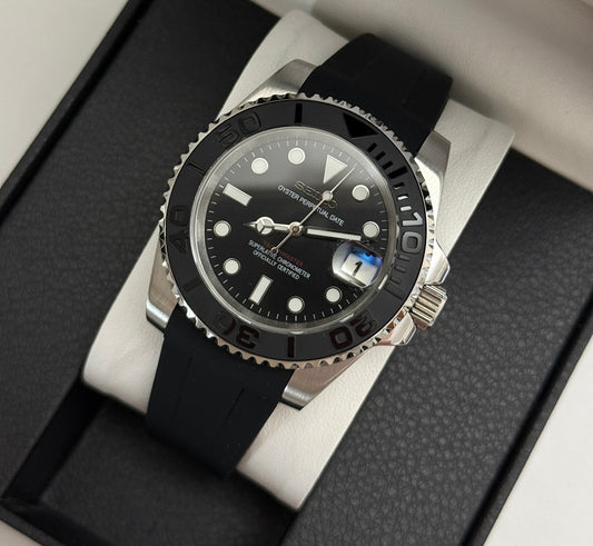 Seiko Yachtmaster Mod ‘Steel Black Dial/ Rubber Strap’ 40