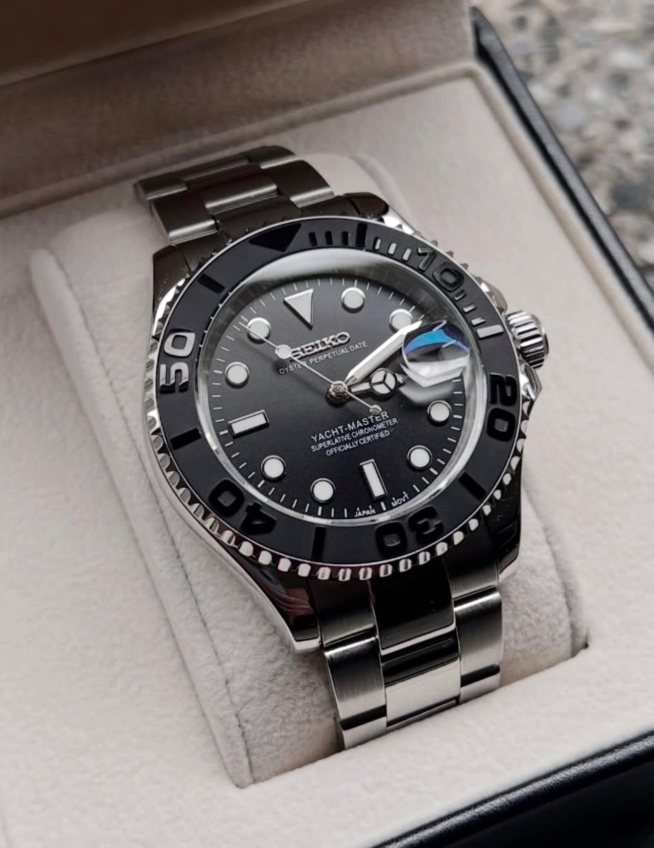 Seiko Yachtmaster Mod 'Steel/ Black Dial' 40 – NH35 Mod Watch Shop