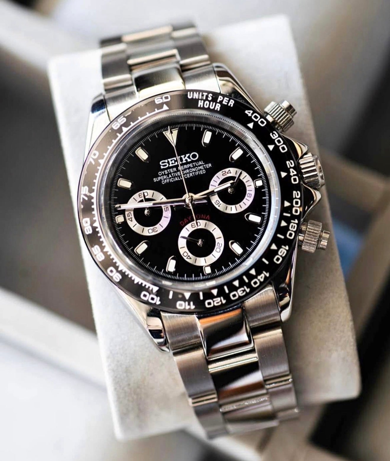Seiko Daytona Mod ‘Godzilla’ Steel/ Black Dial 40