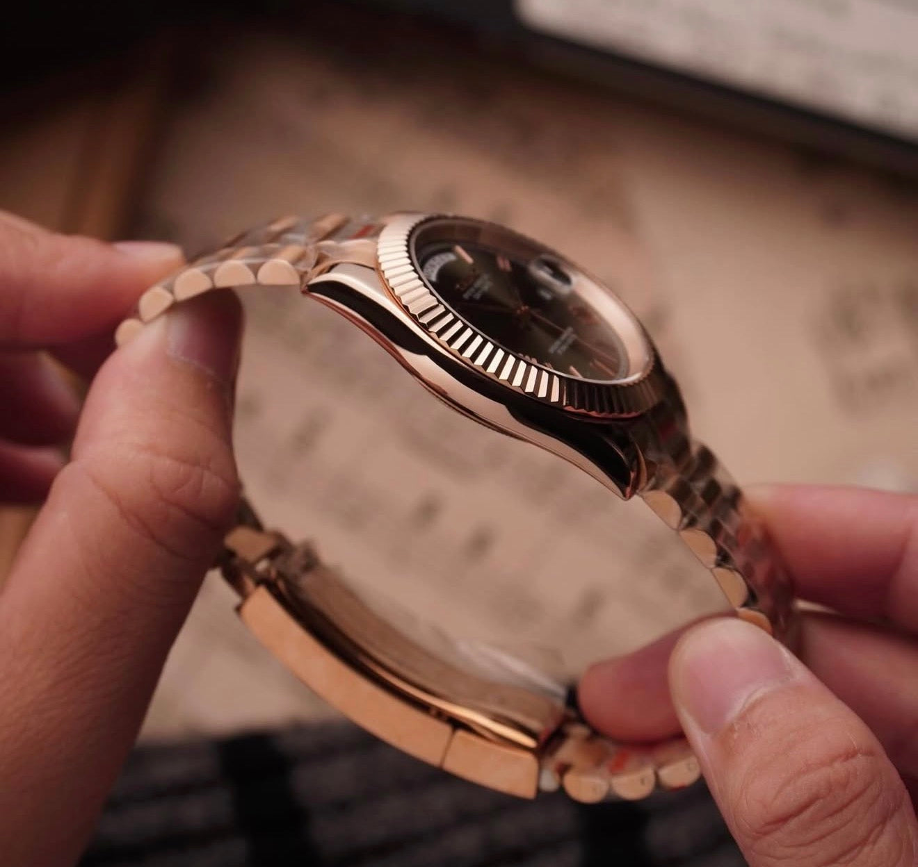 Seiko Day-date Mod ‘Rose Gold Roman Green Dial’ 36/39