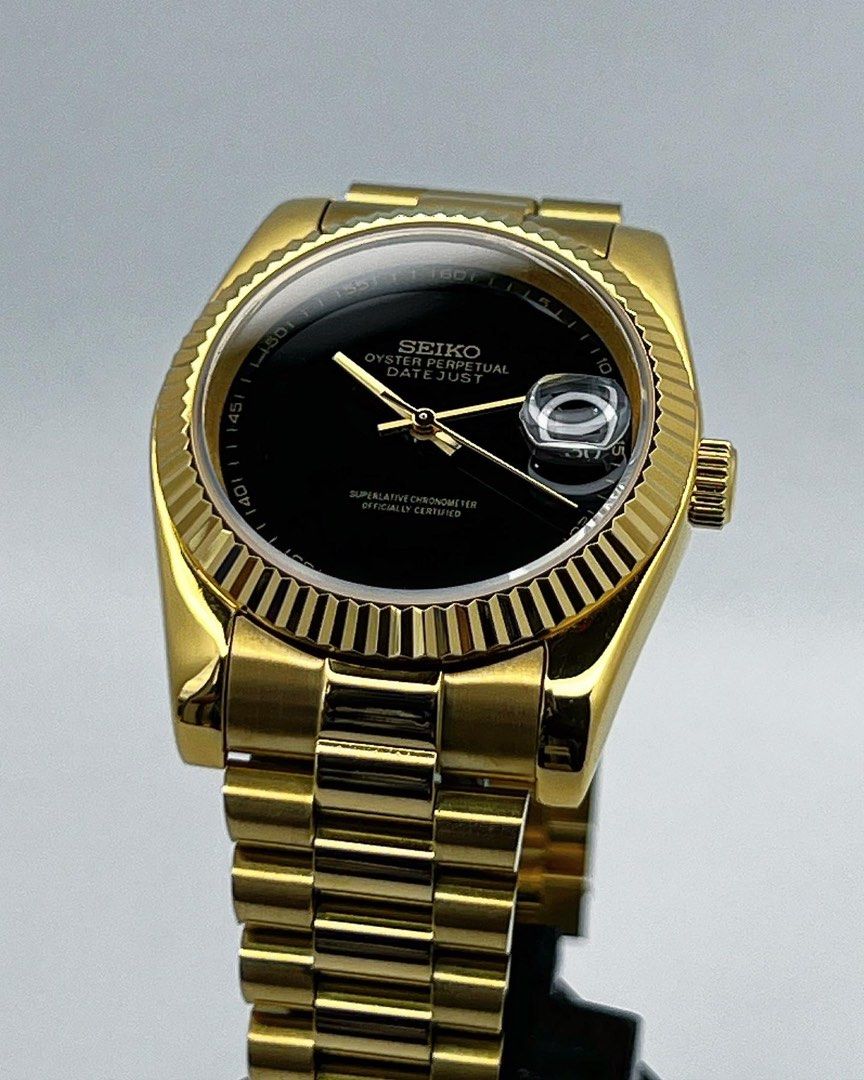 Seiko Date-just Mod Full Gold ‘Onyx Dial’ 36/39
