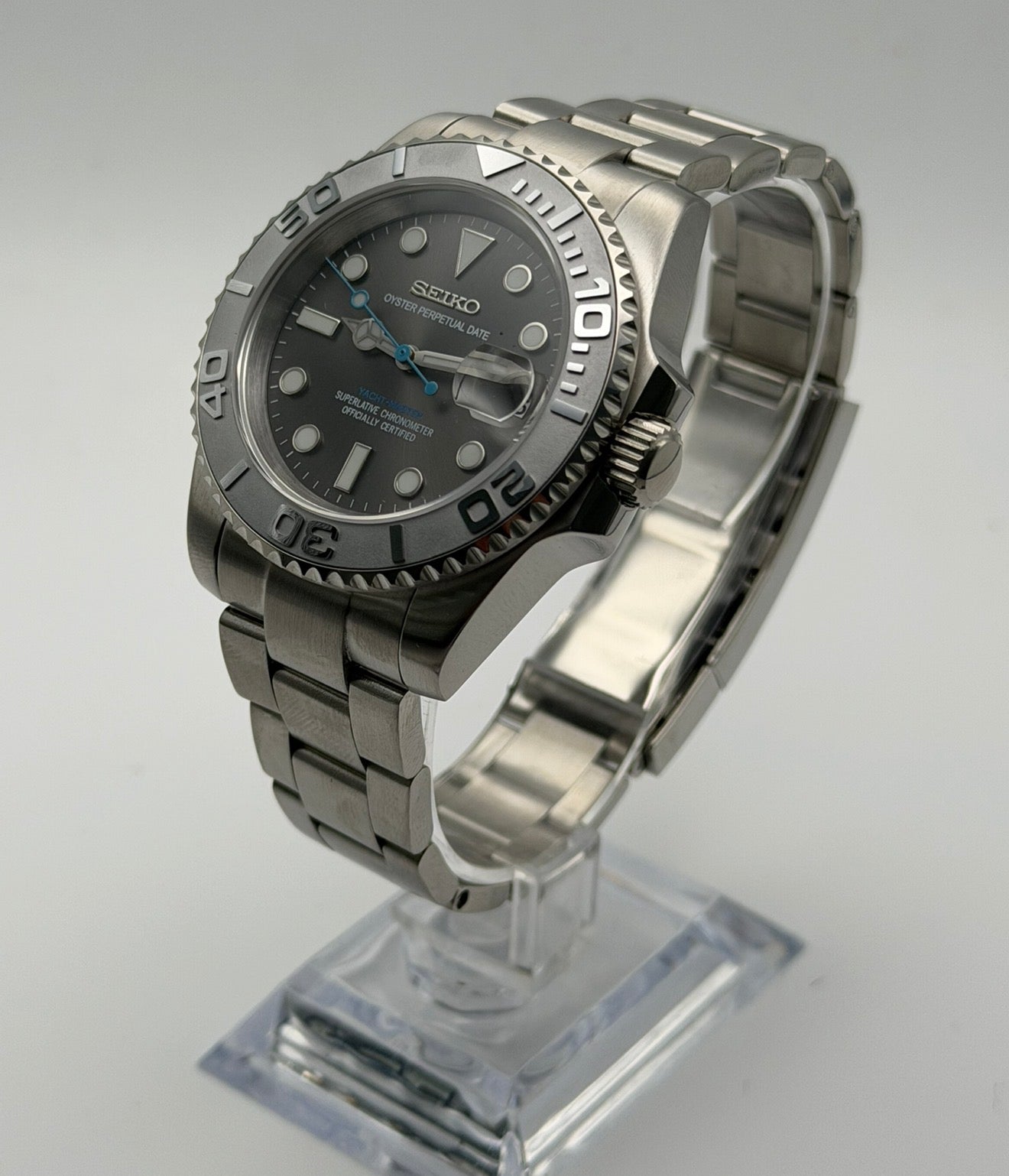 Seiko Yachtmaster Mod ‘Silver Steel/ Rhodium Bezel’ 40