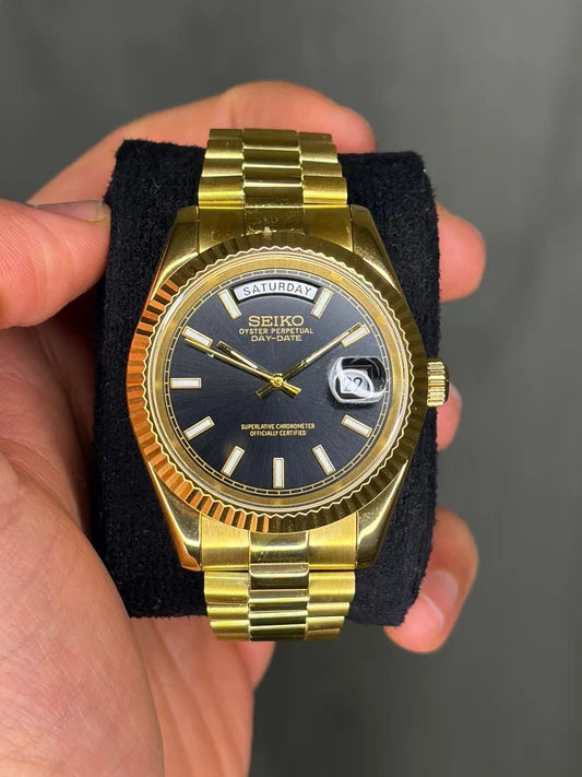 Seiko Day-Date Mod ‘Gold Black Dial’ 39