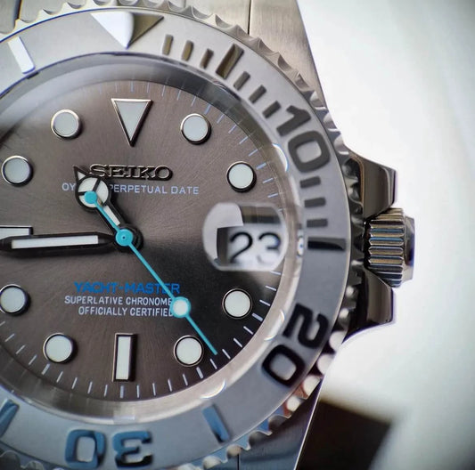 Seiko Yachtmaster Mod ‘Silver Steel/ Rhodium Bezel’ 40