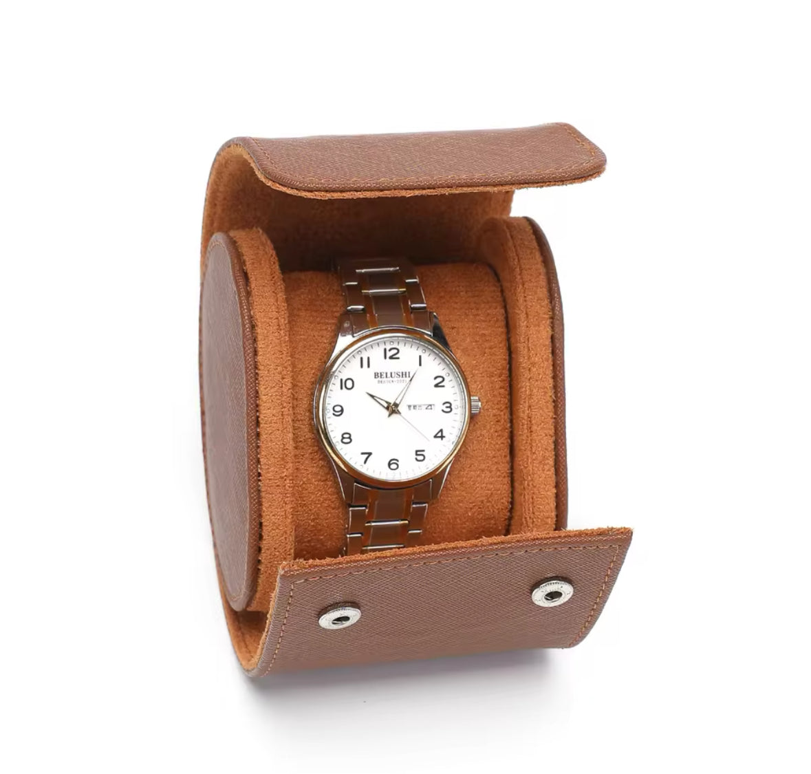 1-Slot Brown Leather Watch Case