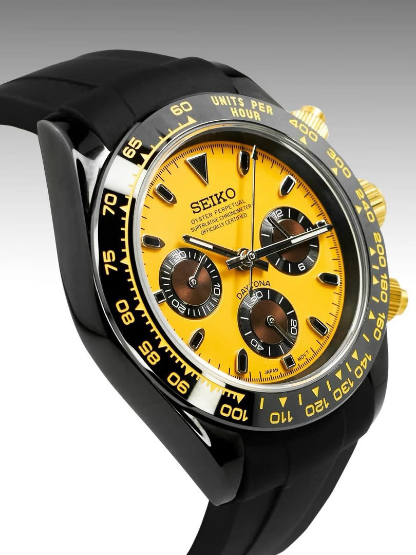 Seiko Daytona Mod ‘Black Ceramic/ Yellow Dial’ 40