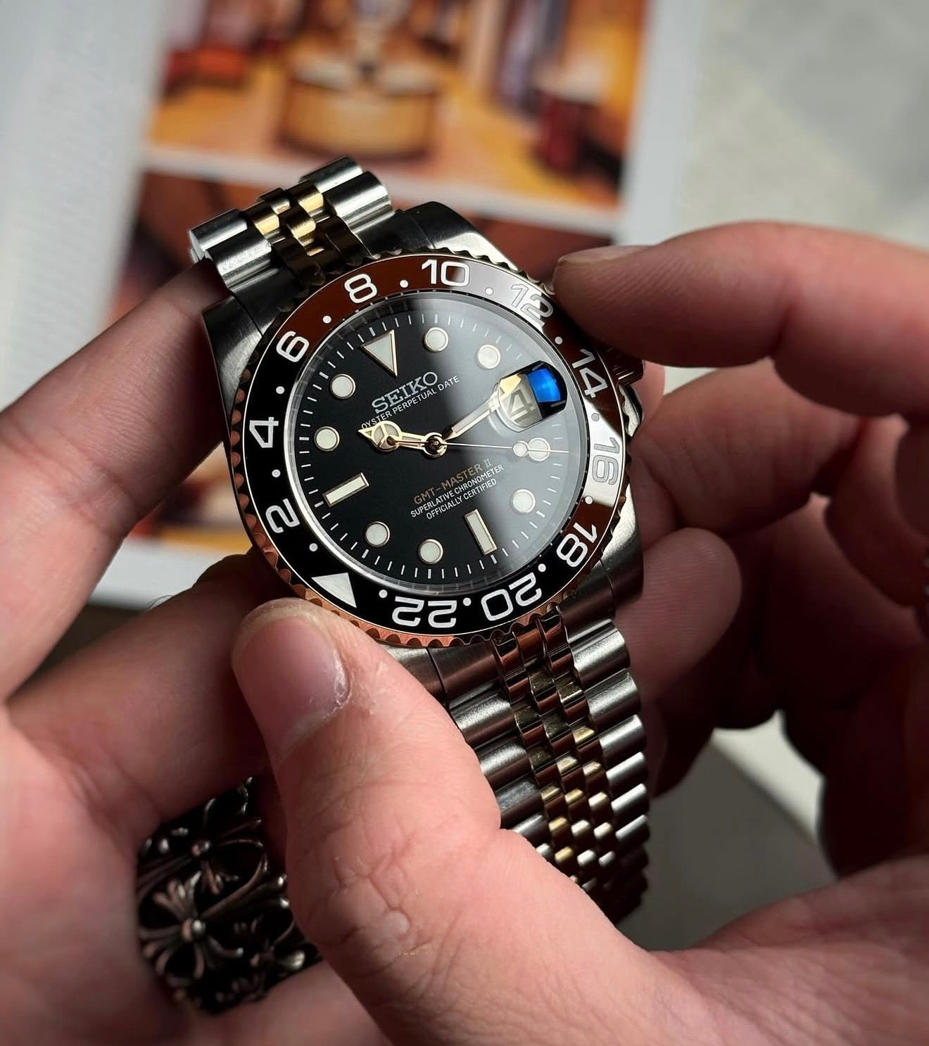 Seiko GMT-Master II Mod Rose Gold Two- Tone ‘Coke’ 40