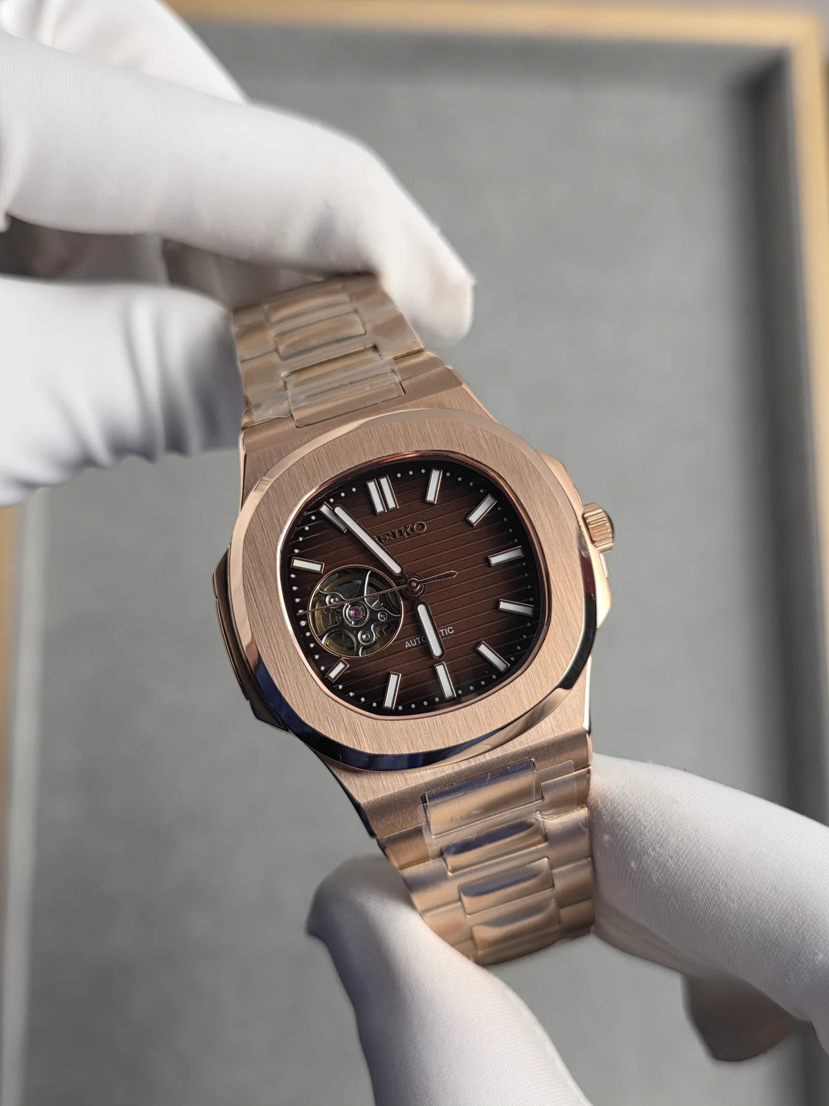 Seiko Nautilus Mod ‘Rose Gold Open Heart’ 40