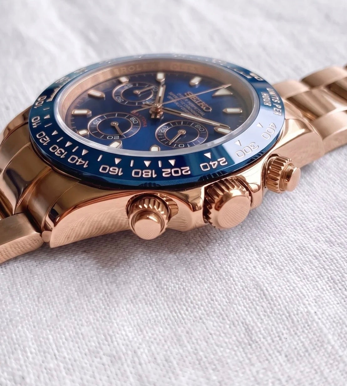 Seiko Daytona Mod ‘Rose Gold Blue Dial’ 40