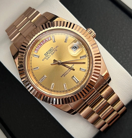 Seiko Day-date Rose Gold ‘Gold Baguette Dial’ 39mm