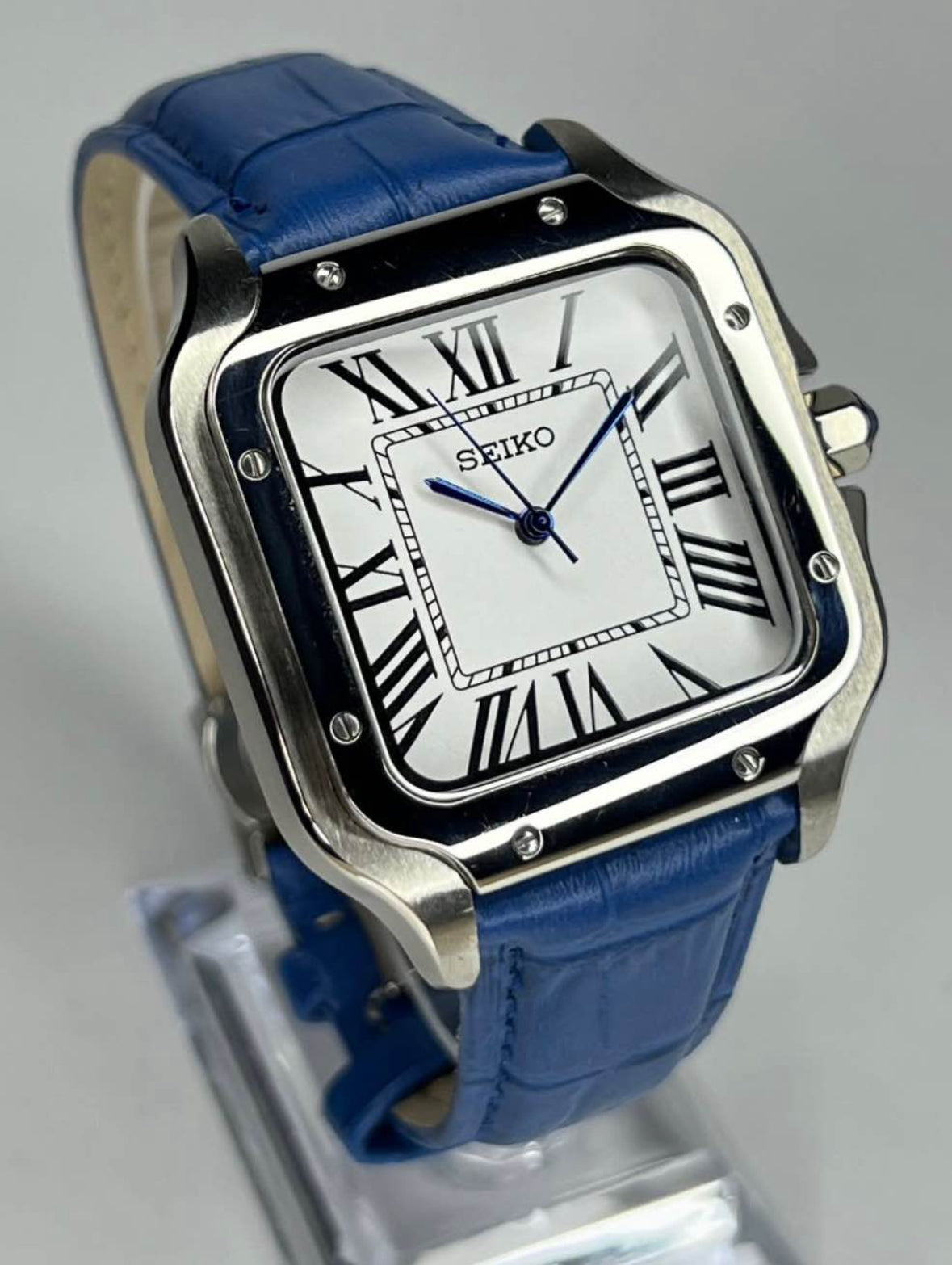 Seiko Santos Mod ‘Classic White Dial’ 39 (Blue Leather Strap)