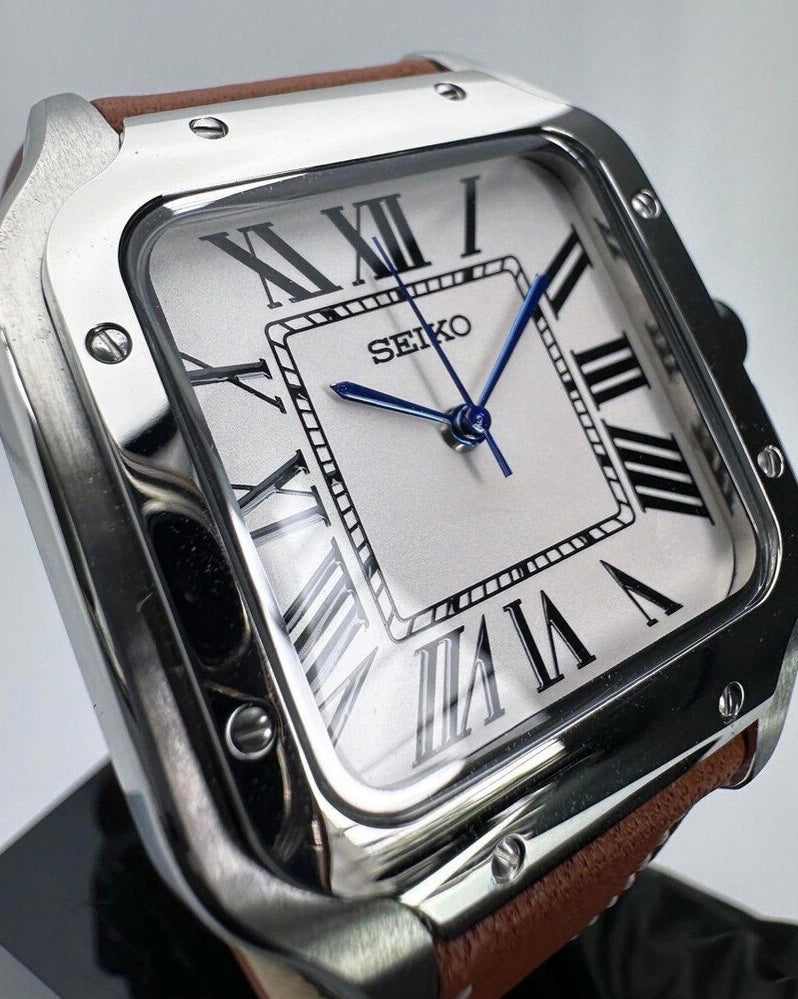 Seiko Santos Mod ‘Steel White Dial/ Leather Strap’ 39