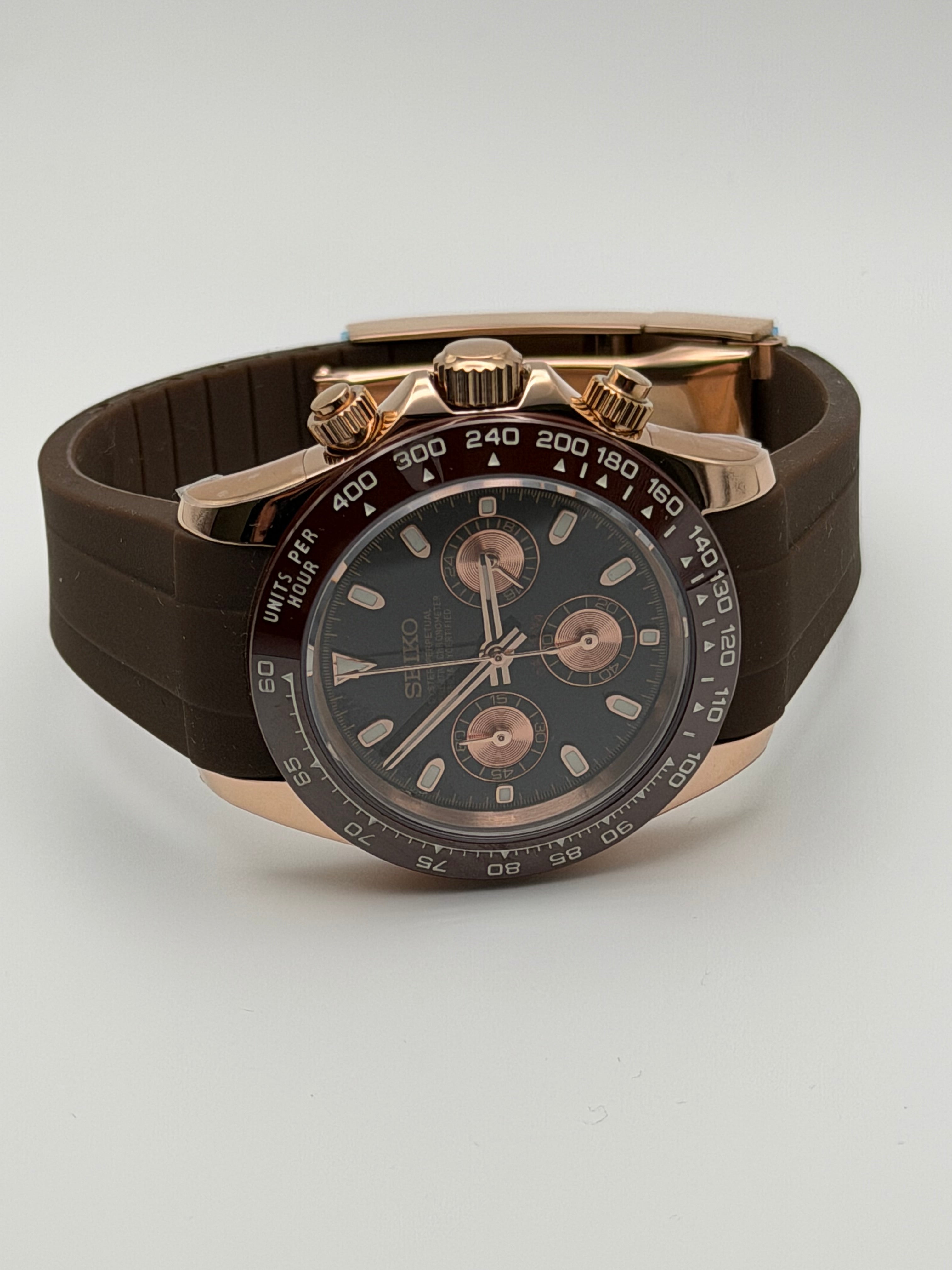 mochaさん專用 Seiko Daytona Caramel Mocha Homage – Oysterflex Strap, VK63, 40mm
