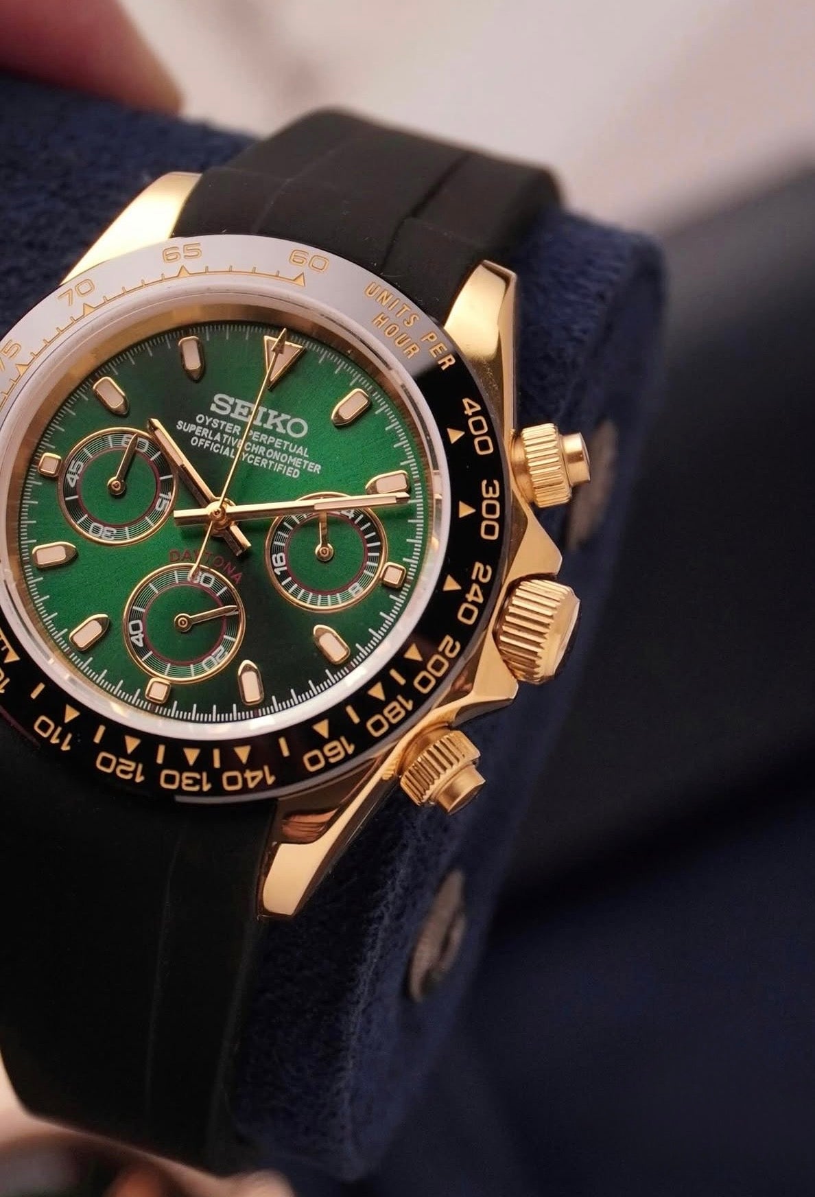 Seiko Daytona Mod ‘Gold Green Dial/Black Strap’ 40