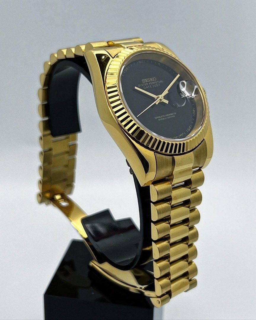 Seiko Date-just Mod Full Gold ‘Onyx Dial’ 36/39