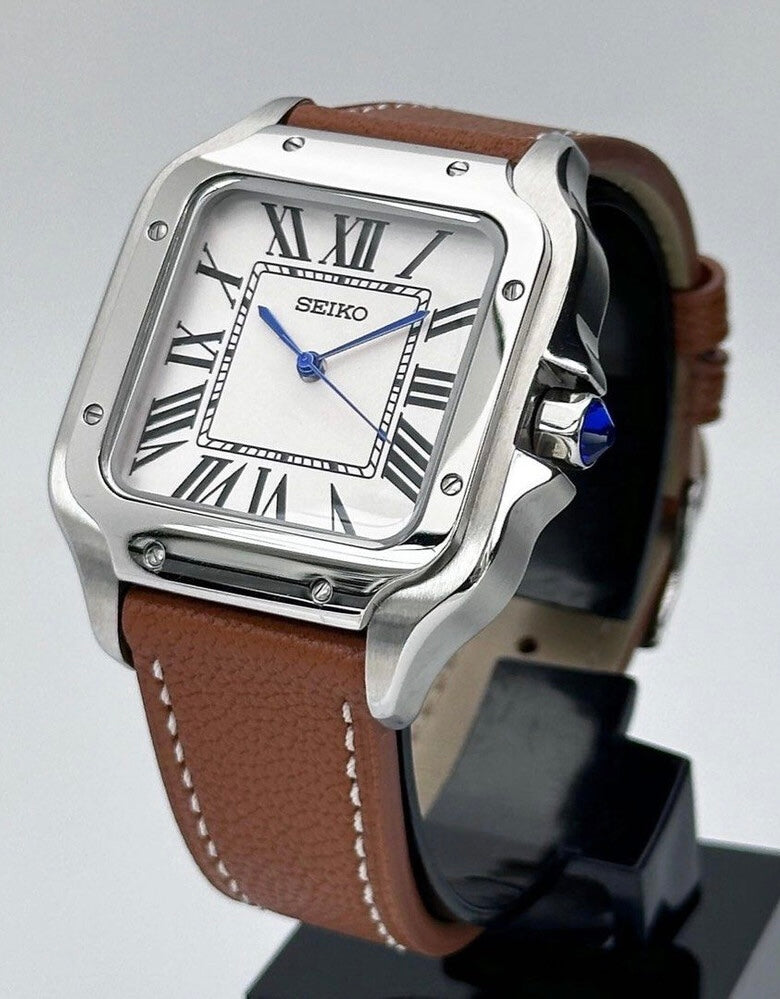 Seiko Santos Mod ‘Steel White Dial/ Leather Strap’ 39