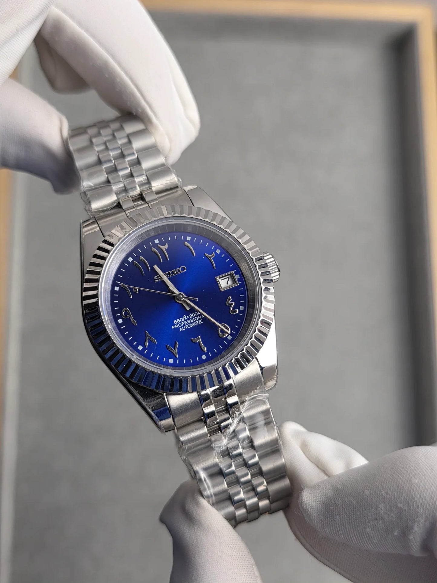 Seiko Date-just Mod ‘Arabic Blue Dial’ 36/39
