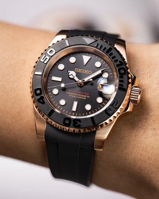 Seiko Red Yacht-Master Mod ‘Rose Gold Black Dial’ 40